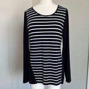 RW&CO. Black and White Striped Long Sleeve Top SzM